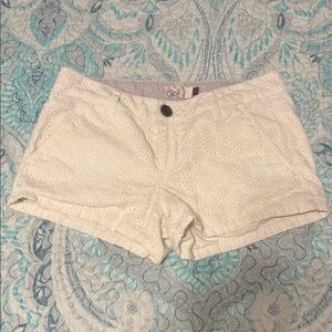 SO Women's Cream Lace High Waist Shorts